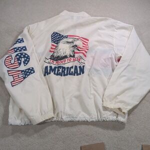 Vintage 90s Sobe Surf Proud To Be An American Bomber Windbreaker Jacket Mens